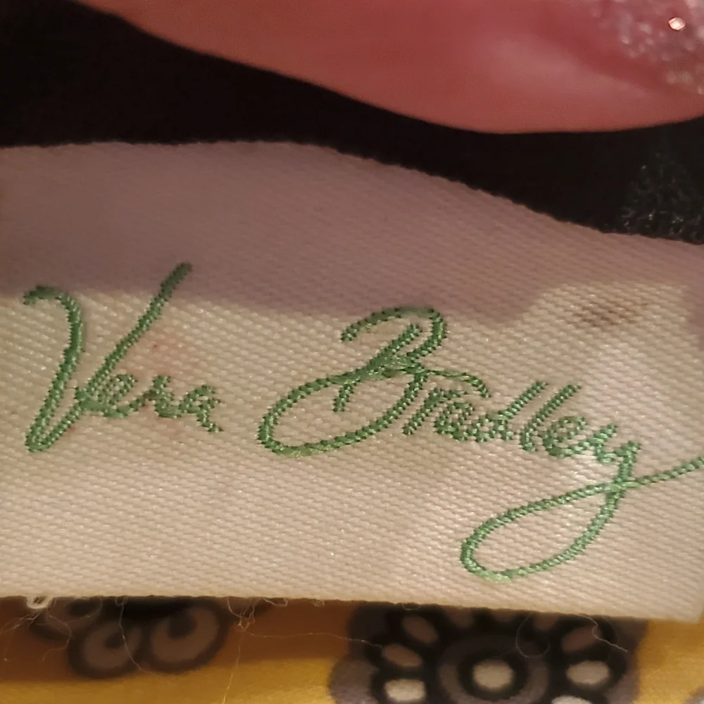Vera Bradley Black & Yellow Floral Bird Petite ID Pouch